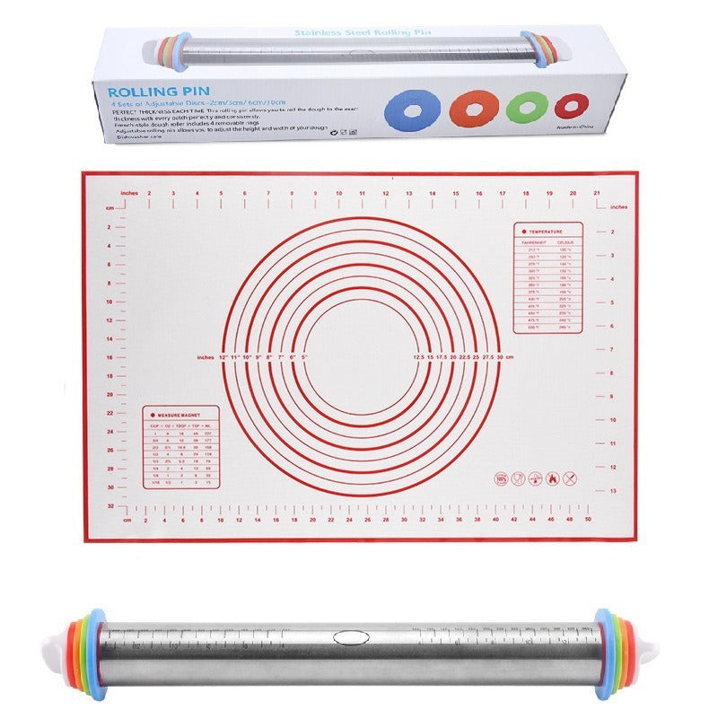 17 inch stainless steel adjustable thickness rolling pin scale rolling pin leather material kneading tool